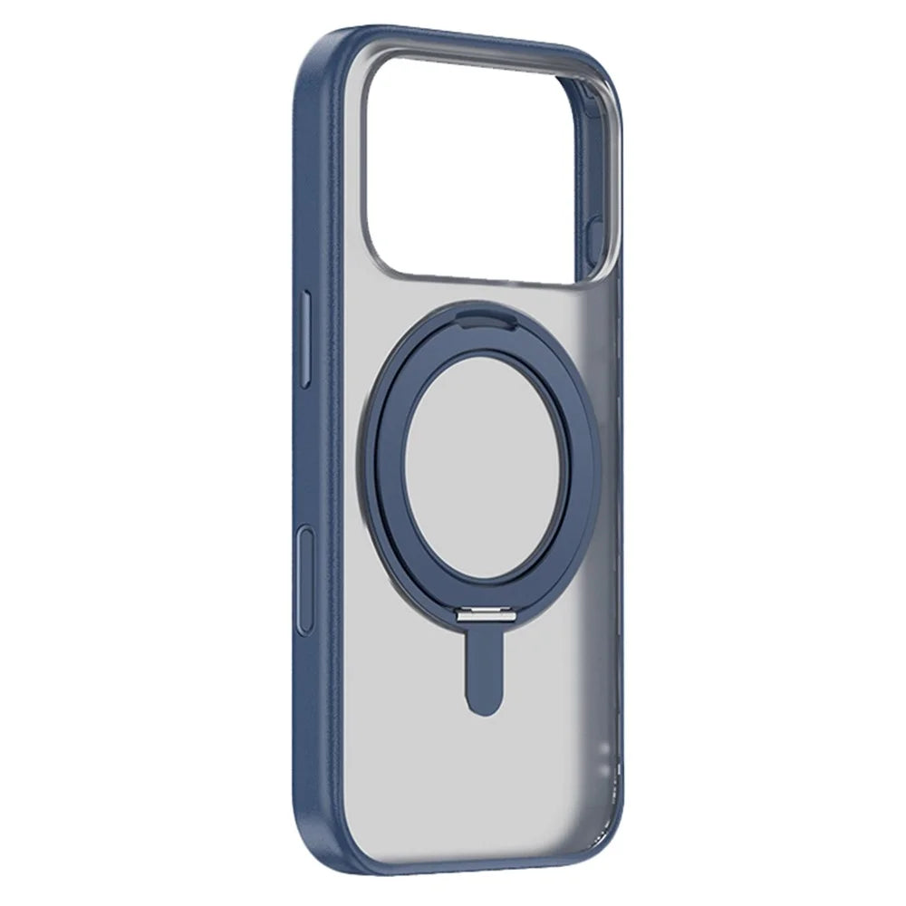 ZGA for iPhone 17 Pro Magnetic Case Rotating Kickstand PC + TPU Matte Phone Protective Cover - Blue - 1