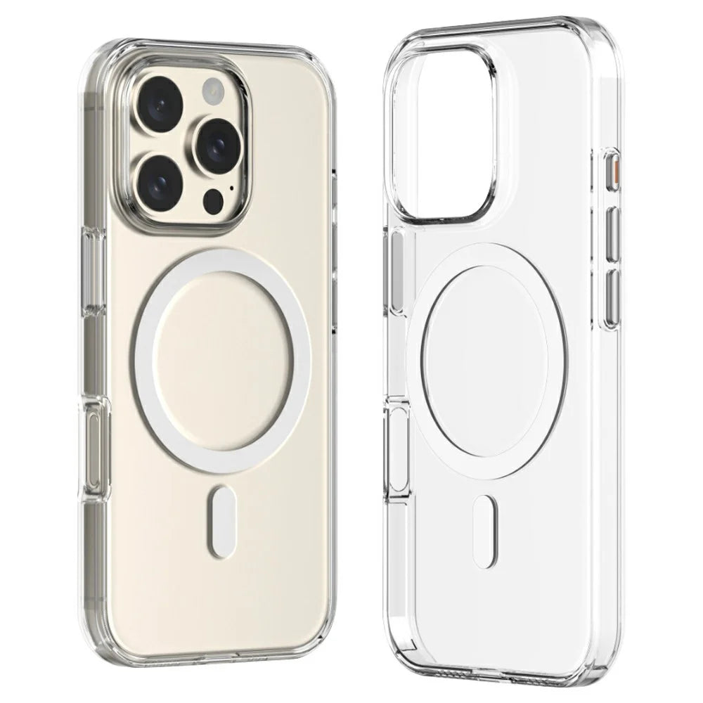 ZGA for iPhone 16 Pro Max Magnetic Case Hard PC Anti-Scratch Clear Back Phone Cover - Transparent - 1