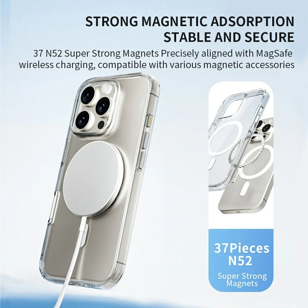 ZGA for iPhone 16 Pro Max Magnetic Case Hard PC Anti-Scratch Clear Back Phone Cover - Transparent - 2