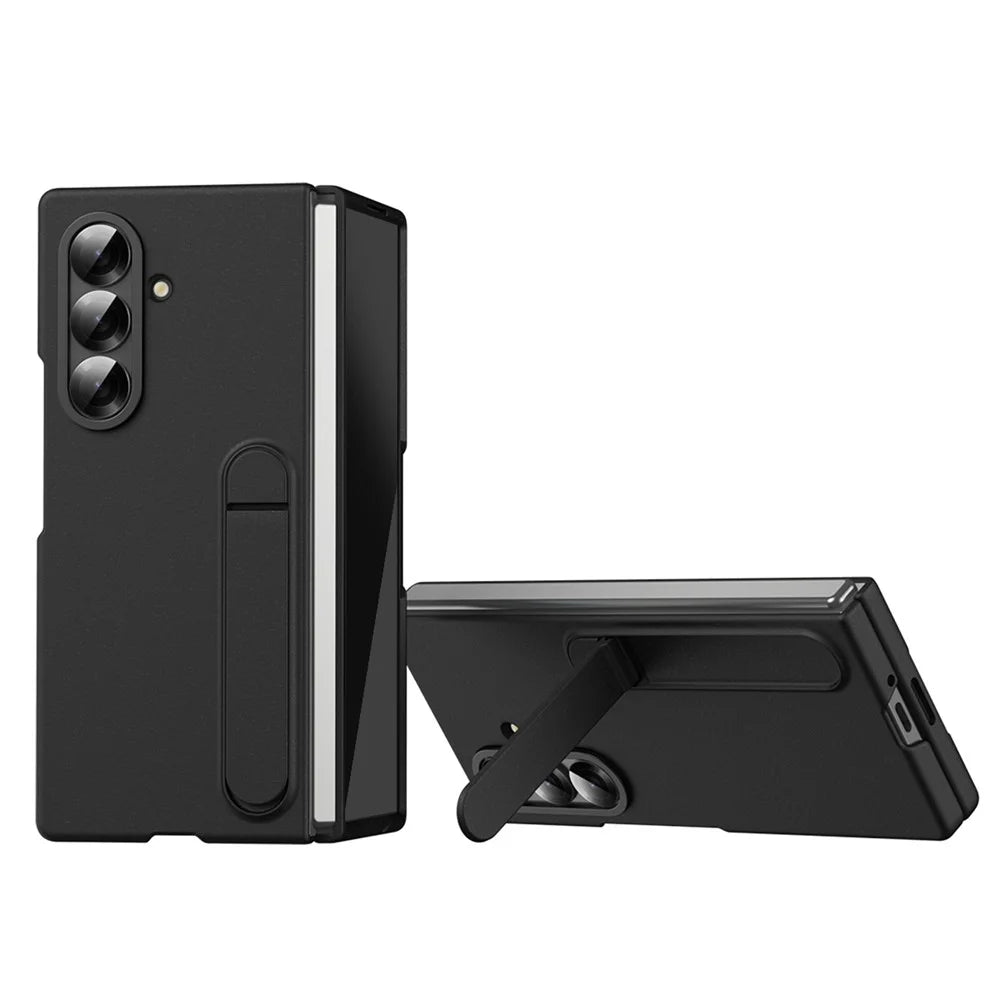 For Samsung Galaxy Z Fold8 Ultra Case Kickstand PC Phone Cover with Alloy Lens Ring - Black - 1