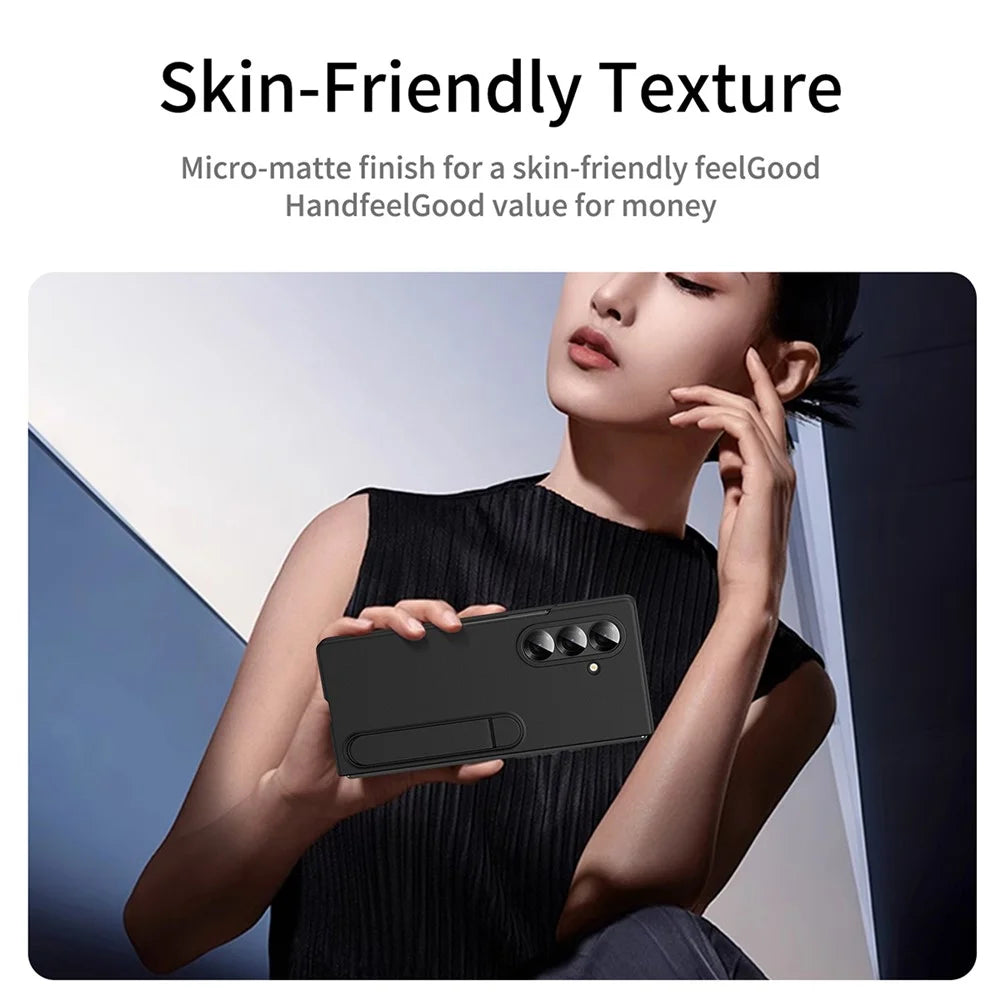 For Samsung Galaxy Z Fold8 Ultra Case Kickstand PC Phone Cover with Alloy Lens Ring - Black - 2