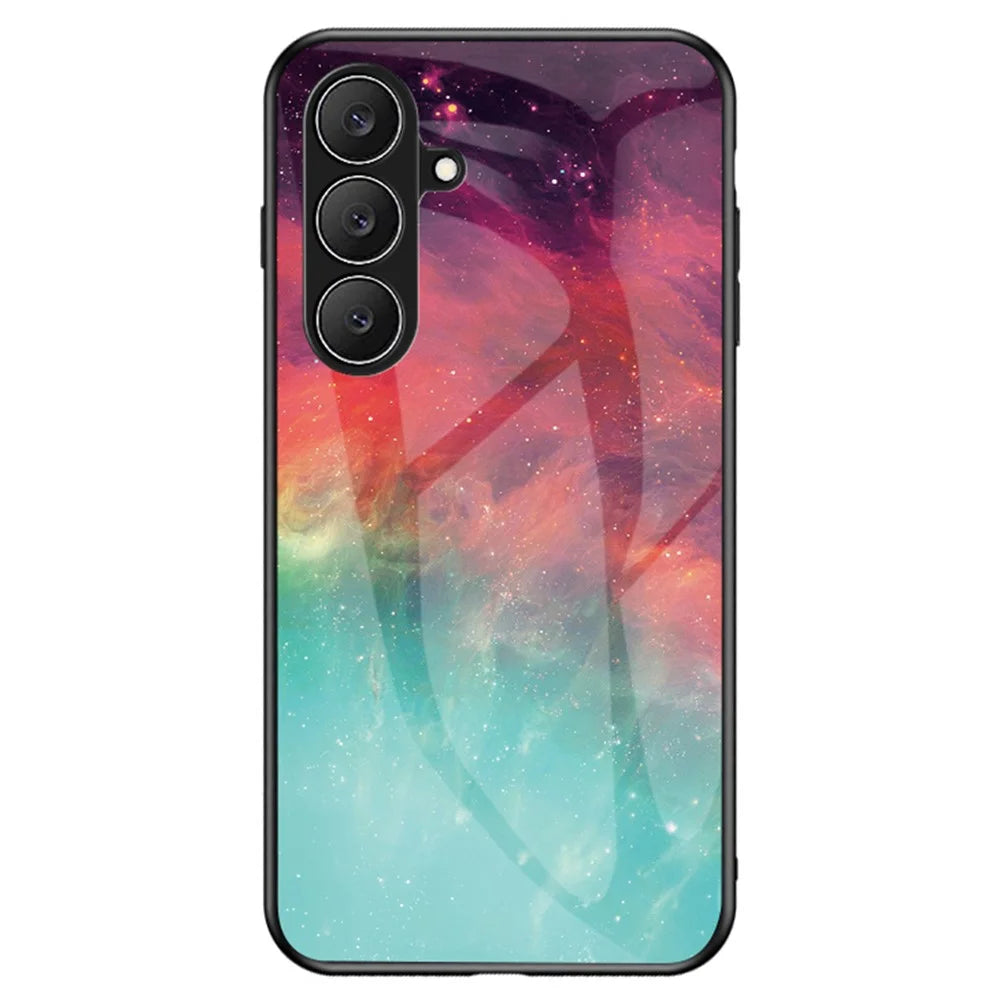 For Samsung Galaxy S26 FE Phone Case Starry Sky Pattern Tempered Glass Phone Cover - Color Starry Sky - 1