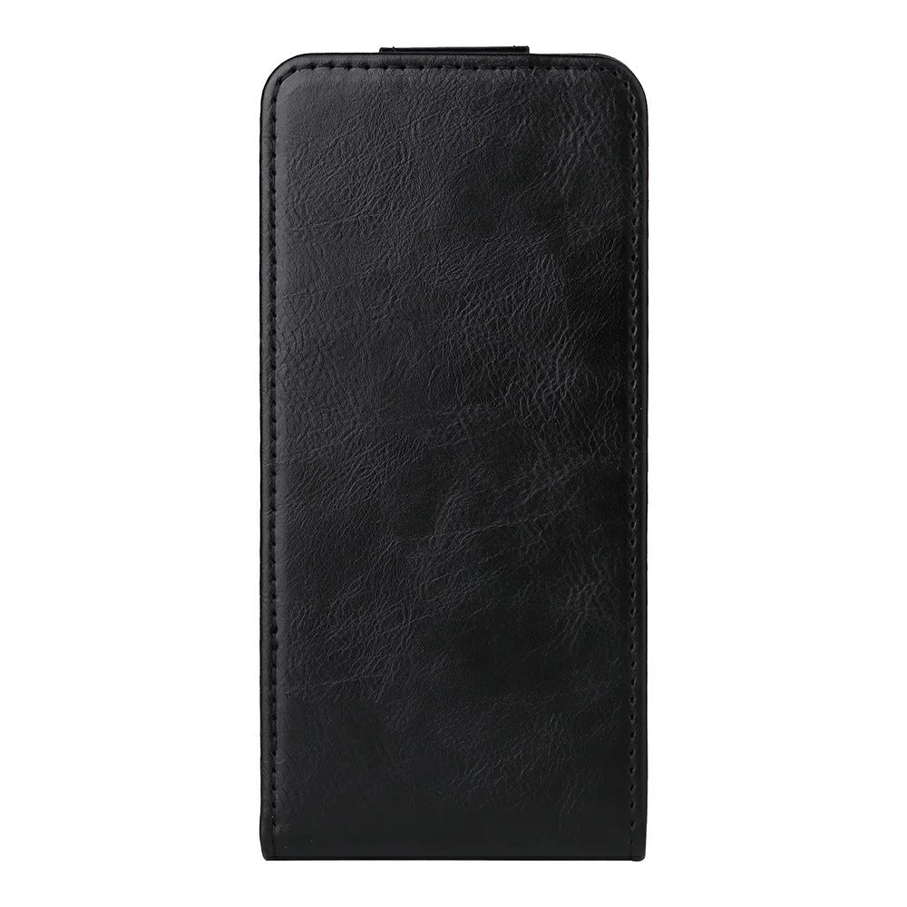 For Oukitel C26 Stand Case Magnetic Clasp Vertical Flip Leather Phone Cover with Card Holder - Black - 7