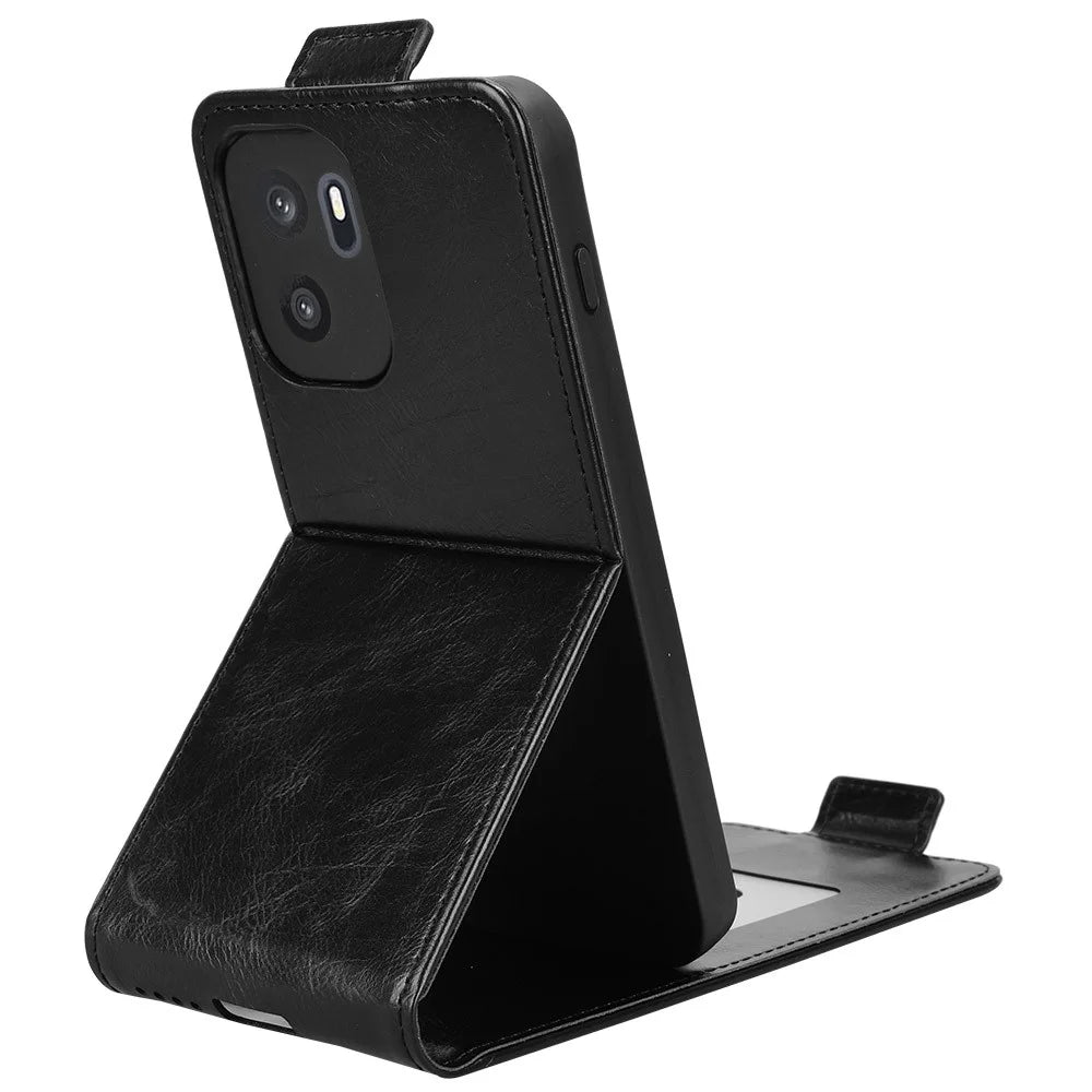 For OnePlus Ace 6 Ultra 5G Stand Case Magnetic Clasp Vertical Flip Leather Phone Cover with Card Holder - Black - 4