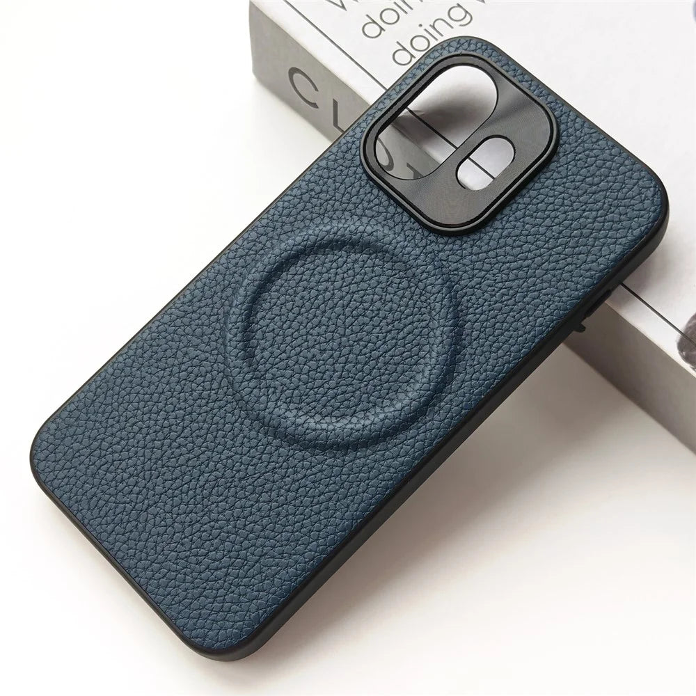 For OnePlus 15T 5G Magnetic Case Litchi Texture PU Leather Coated PC + TPU Protective Phone Cover - Black - 1