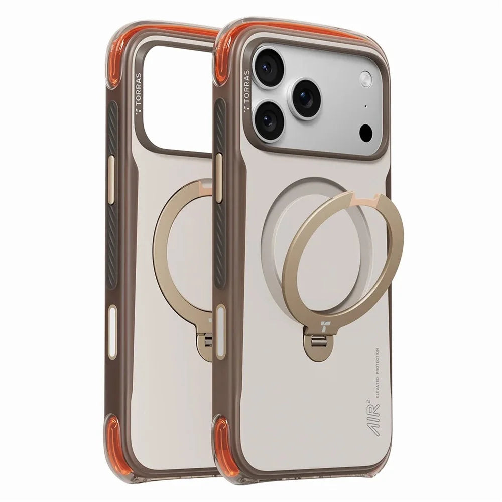 TORRAS Ostand Q3 Air Pro Series for iPhone 17 Pro Magnetic Case Rotating Kickstand Shockproof PC + TPU Phone Cover - Gravel Dust - 1