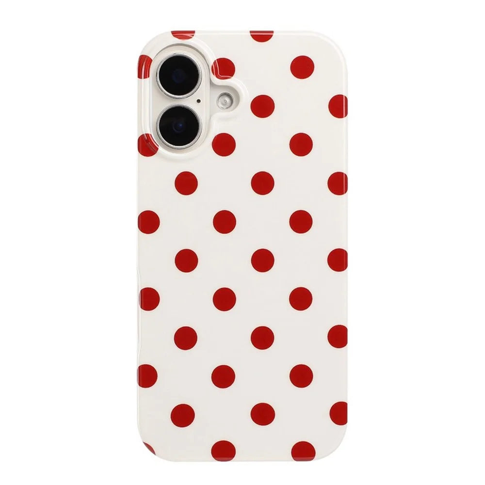 For iPhone 17 Case Retro Polka Dot IMD TPU Full Coverage Phone Protective Cover - White - 2