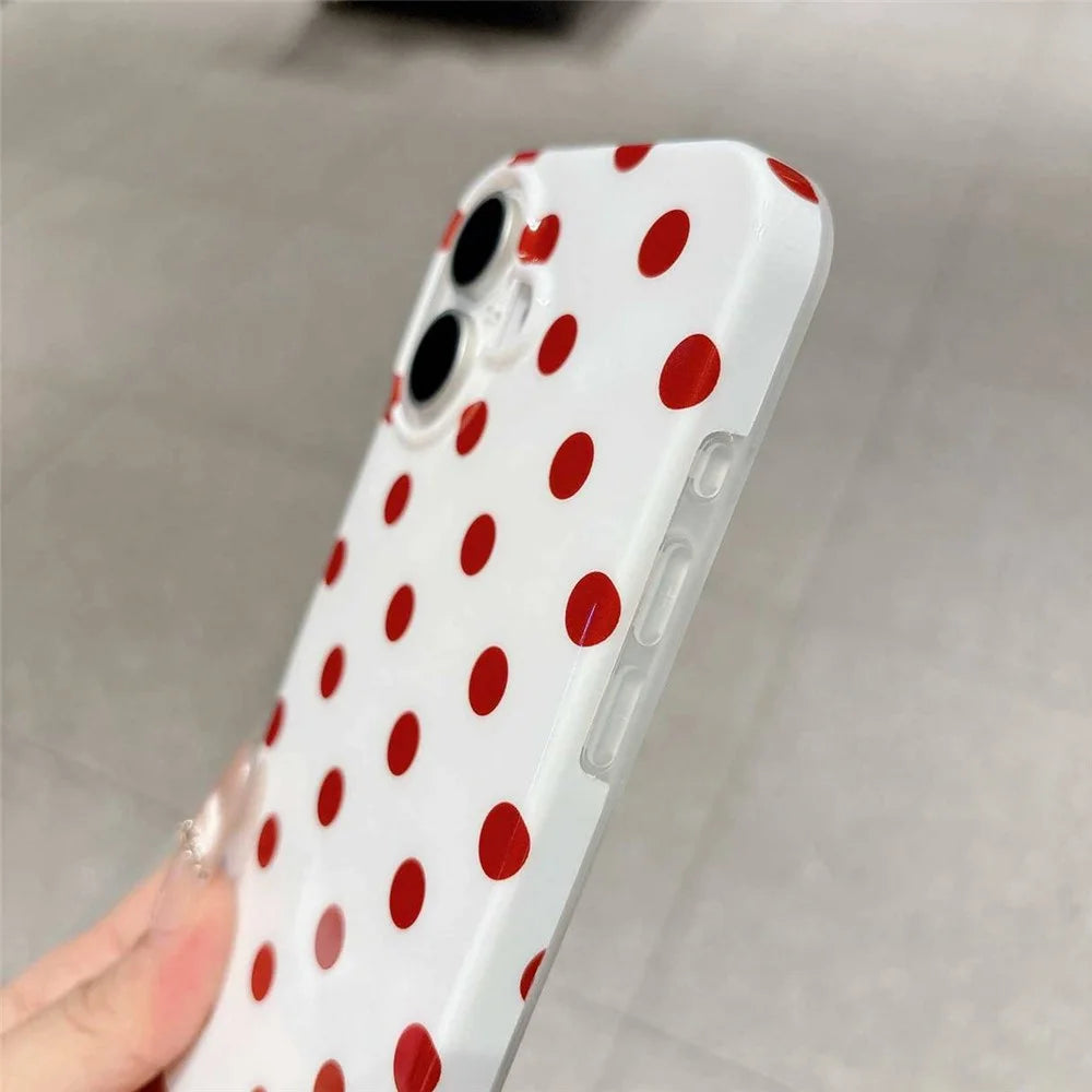 For iPhone 17 Case Retro Polka Dot IMD TPU Full Coverage Phone Protective Cover - White - 7