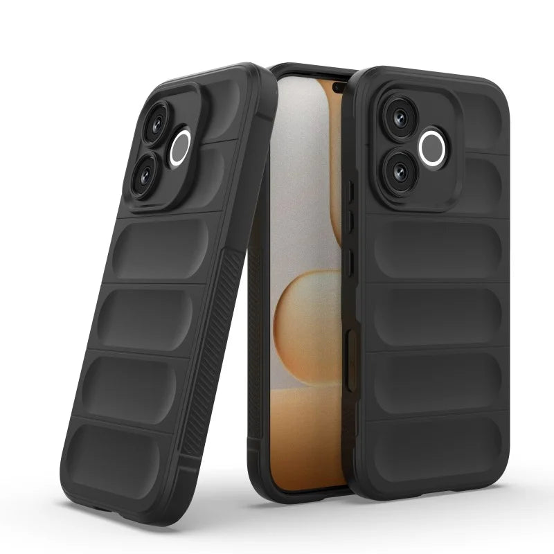 WANLONFENG for Honor 600 Lite 5G TPU Case  HD Series Anti Slip Phone Cover with Tempered Glass - Black - 2