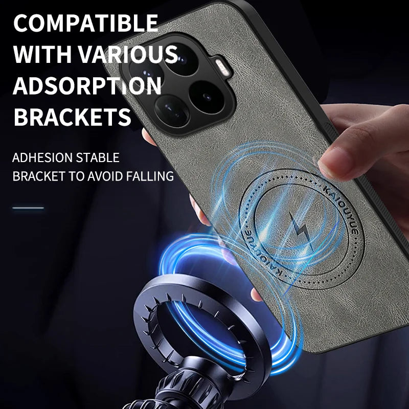 WANLONFENG for Xiaomi 17T Pro SD Series Magnetic Case Nappa Texture PC TPU Phone Cover with 2Pcs Screen Film - Grey - 6