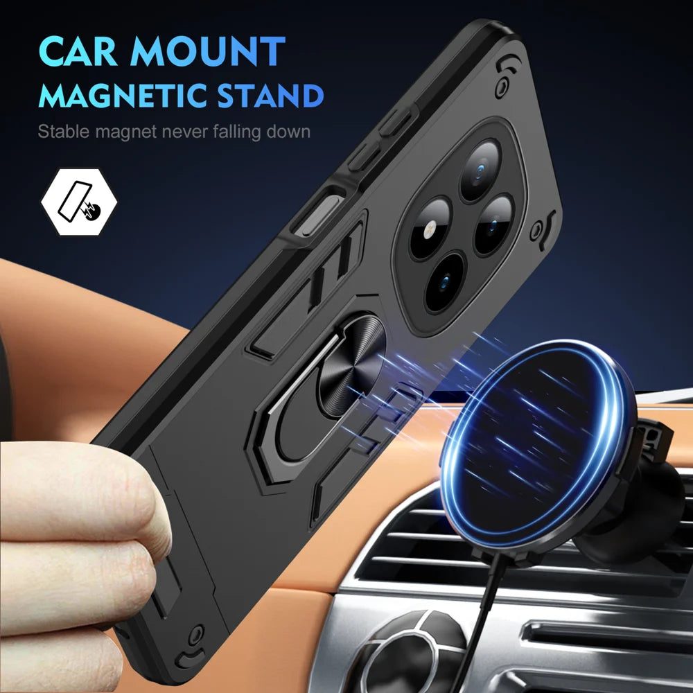 WANLONFENG for Xiaomi Redmi Note 15 Pro+ 5G (Global) / Xiaomi Poco M8 Pro 5G YS Series Case Kicktand Shockproof PC TPU Phone Cover with 2Pcs Tempered Glass Film - Black - 3