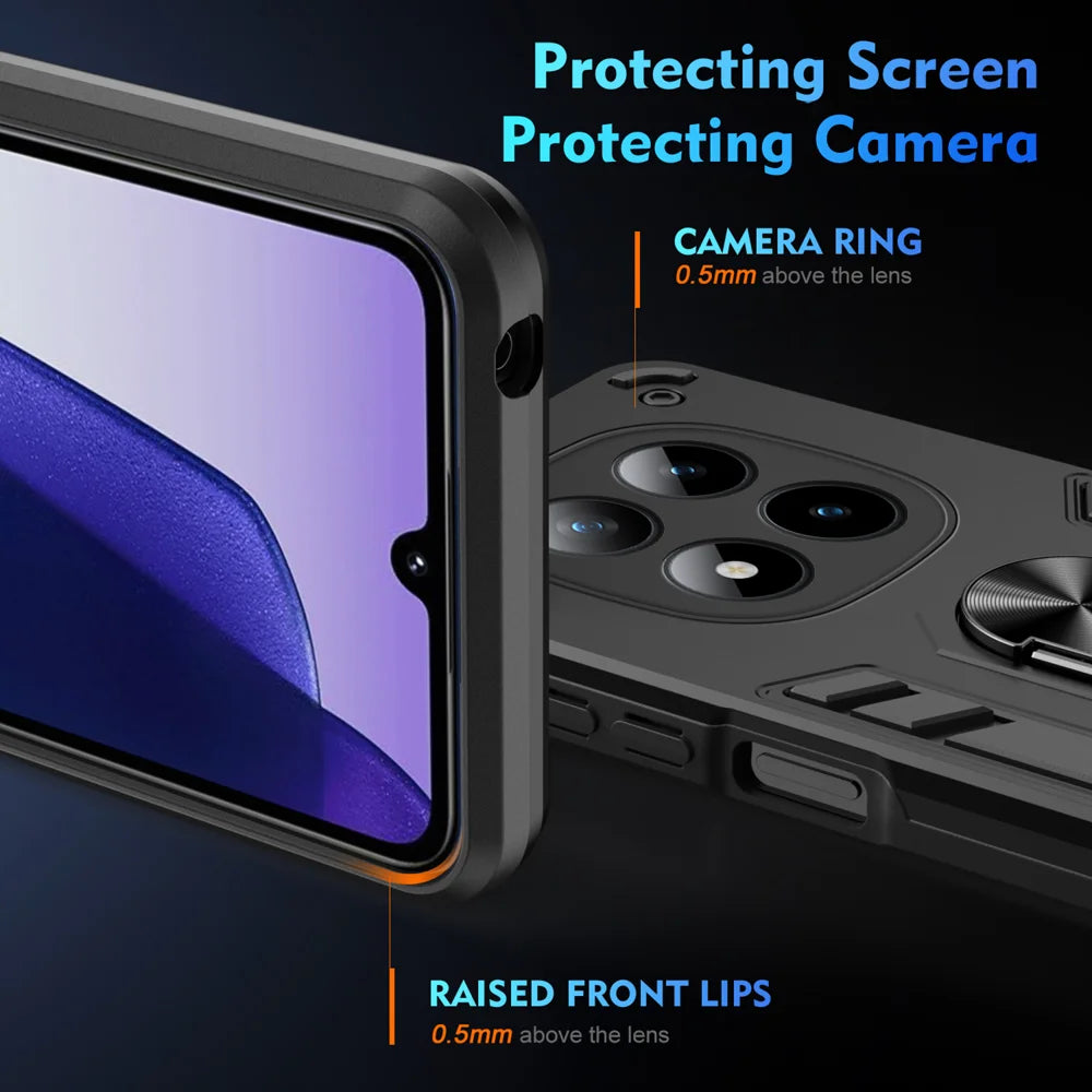 WANLONFENG for Xiaomi Redmi Note 15 Pro+ 5G (Global) / Xiaomi Poco M8 Pro 5G YS Series Case Kicktand Shockproof PC TPU Phone Cover with 2Pcs Tempered Glass Film - Black - 4