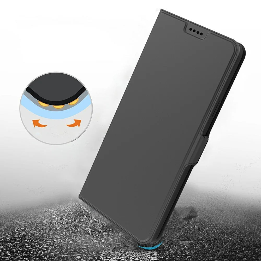 For Google Pixel 11 Case Shockproof TPU Inner Shell Leather Phone Cover Card Slot - Black - 6