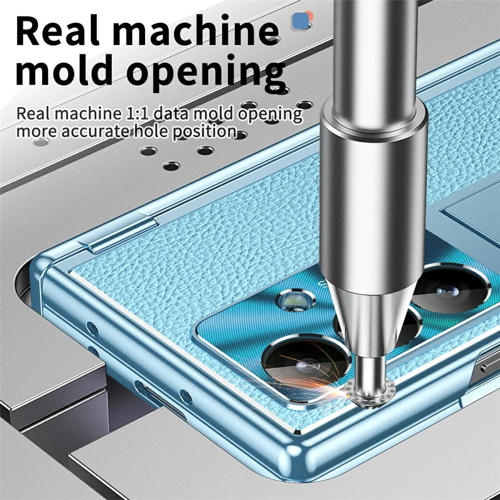 For Samsung Galaxy Z Fold8 Ultra Case Hinge Protection PU + PC Phone Cover with Tempered Glass Film / Stylus - Blue - 2