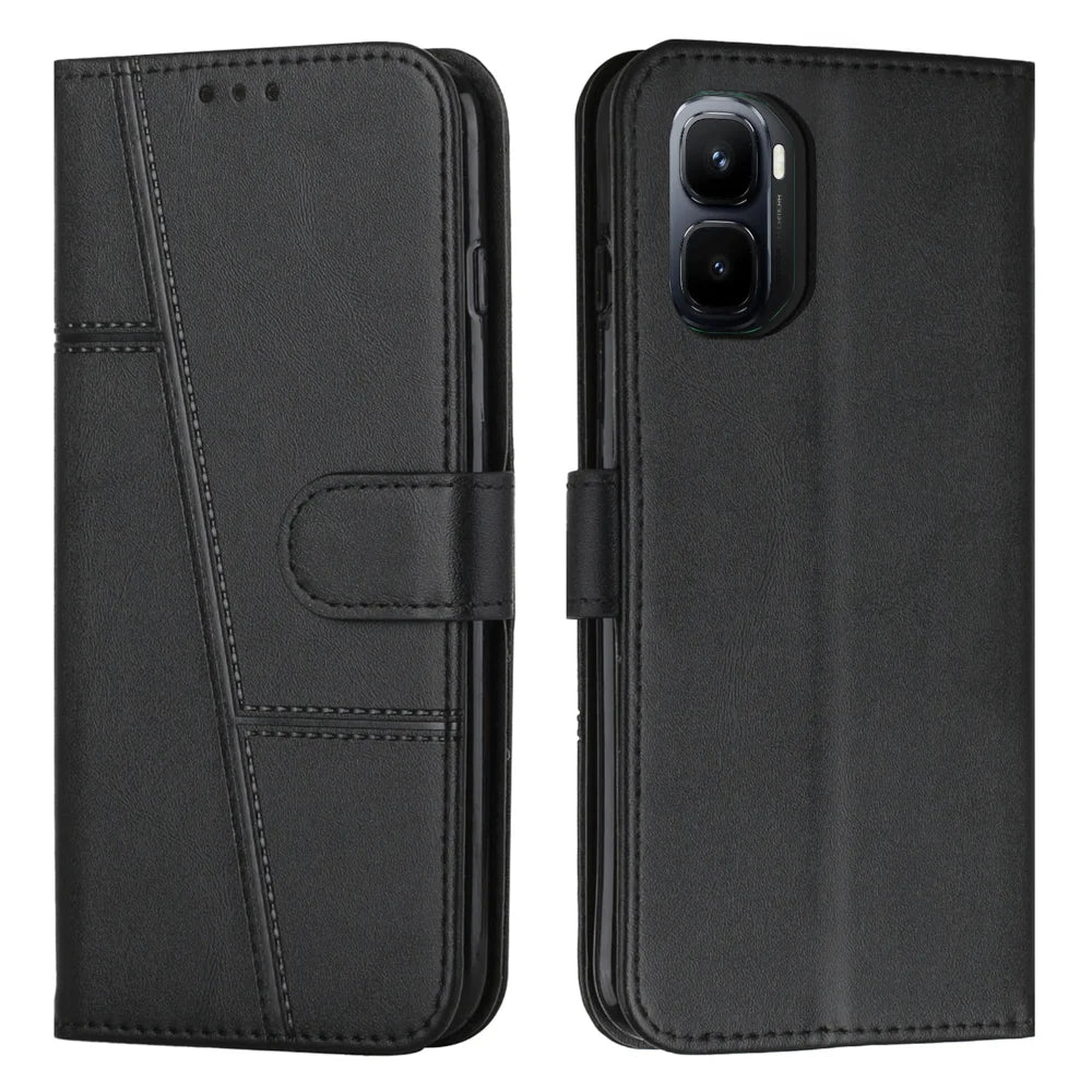 For Infinix GT 50 Pro 5G Leather Phone Case  Foldable Stand Wallet Flip Cover with Strap - Black - 1