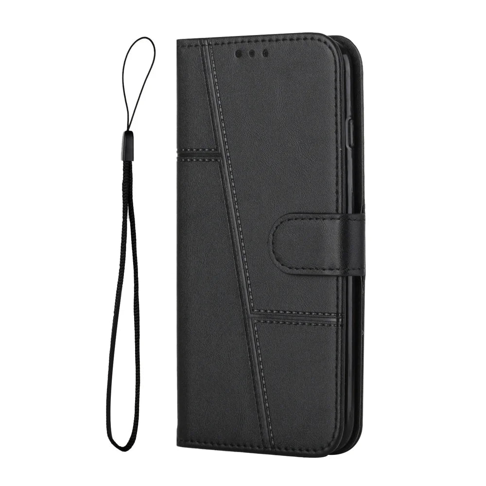 For Infinix GT 50 Pro 5G Leather Phone Case  Foldable Stand Wallet Flip Cover with Strap - Black - 3