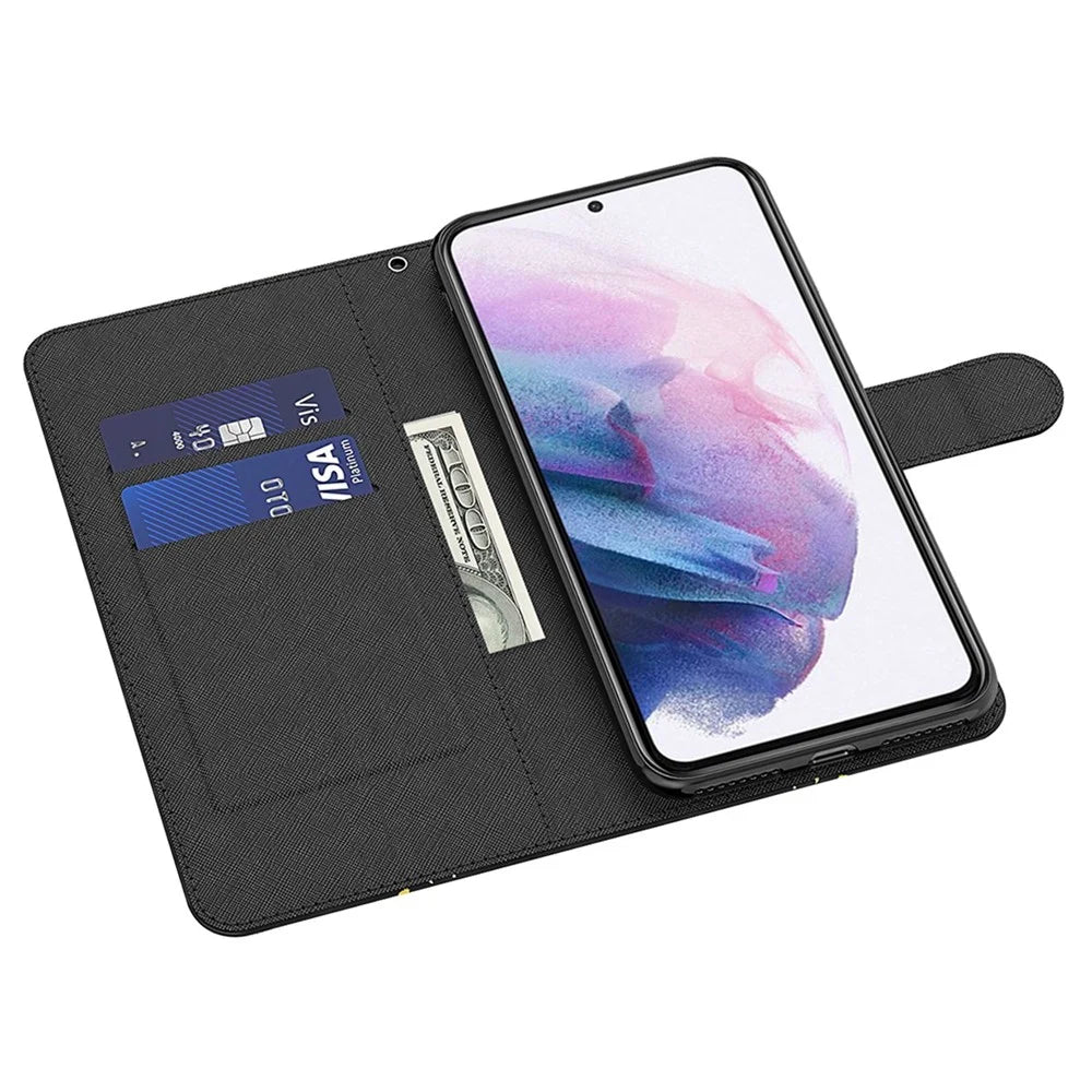 For Samsung Galaxy A54 5G PU Leather 3D Pattern Printing Phone Cover Full Protection Flip Phone Case Stand Wallet with Strap - Golden Butterflies - 2
