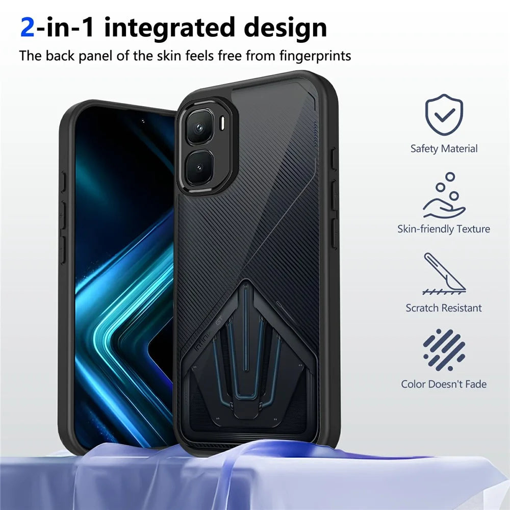 For Infinix GT 50 Pro 5G Case Skin Touch Matte PC + TPU Anti-Drop Phone Cover - Transparent Black - 2