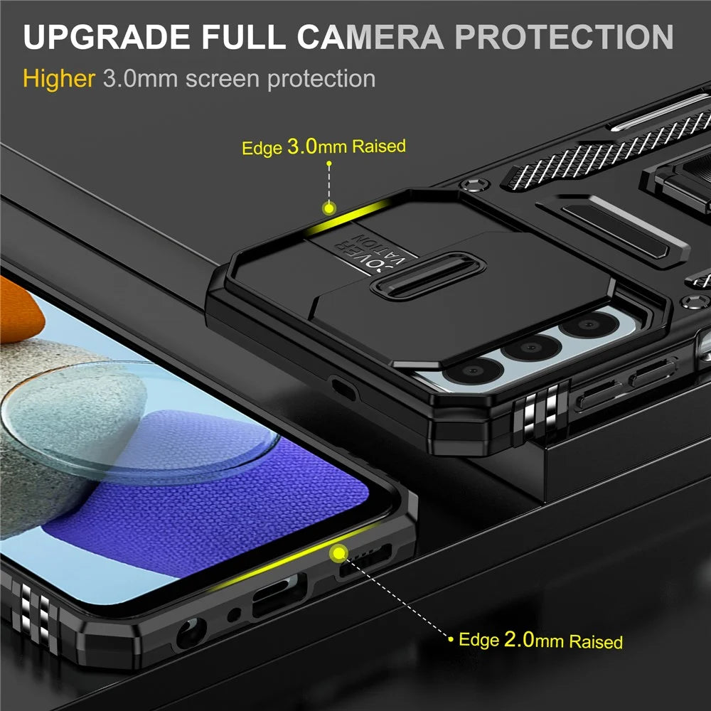 Armor Series for Samsung Galaxy M23 5G / F23 5G / M13 4G PC + TPU Anti-Scratch Phone Case Slide Camera Protection Kickstand Shockproof Cover - Black - 3