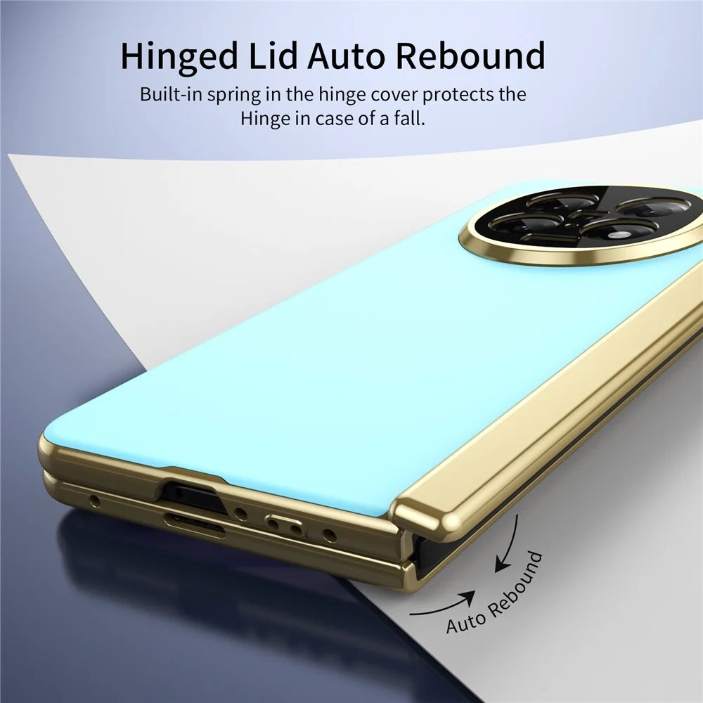 For Oppo Find N5 5G Case AG Matte Hard PC Folding Phone Cover with Tempered Glass Film - Baby Blue - 7