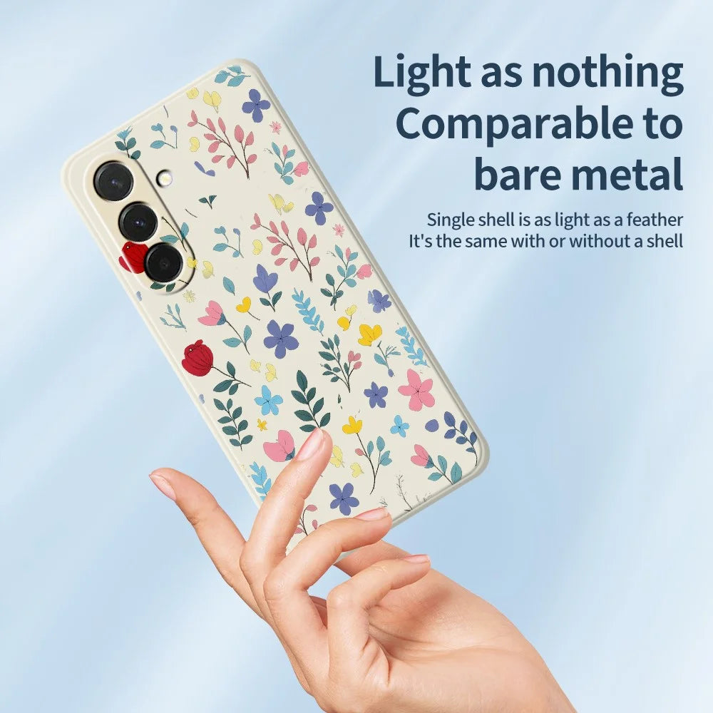 For Samsung Galaxy A57 5G Case Colorful Flower Branches Pattern Printing Straight Edge TPU Phone Back Cover - Beige - 4