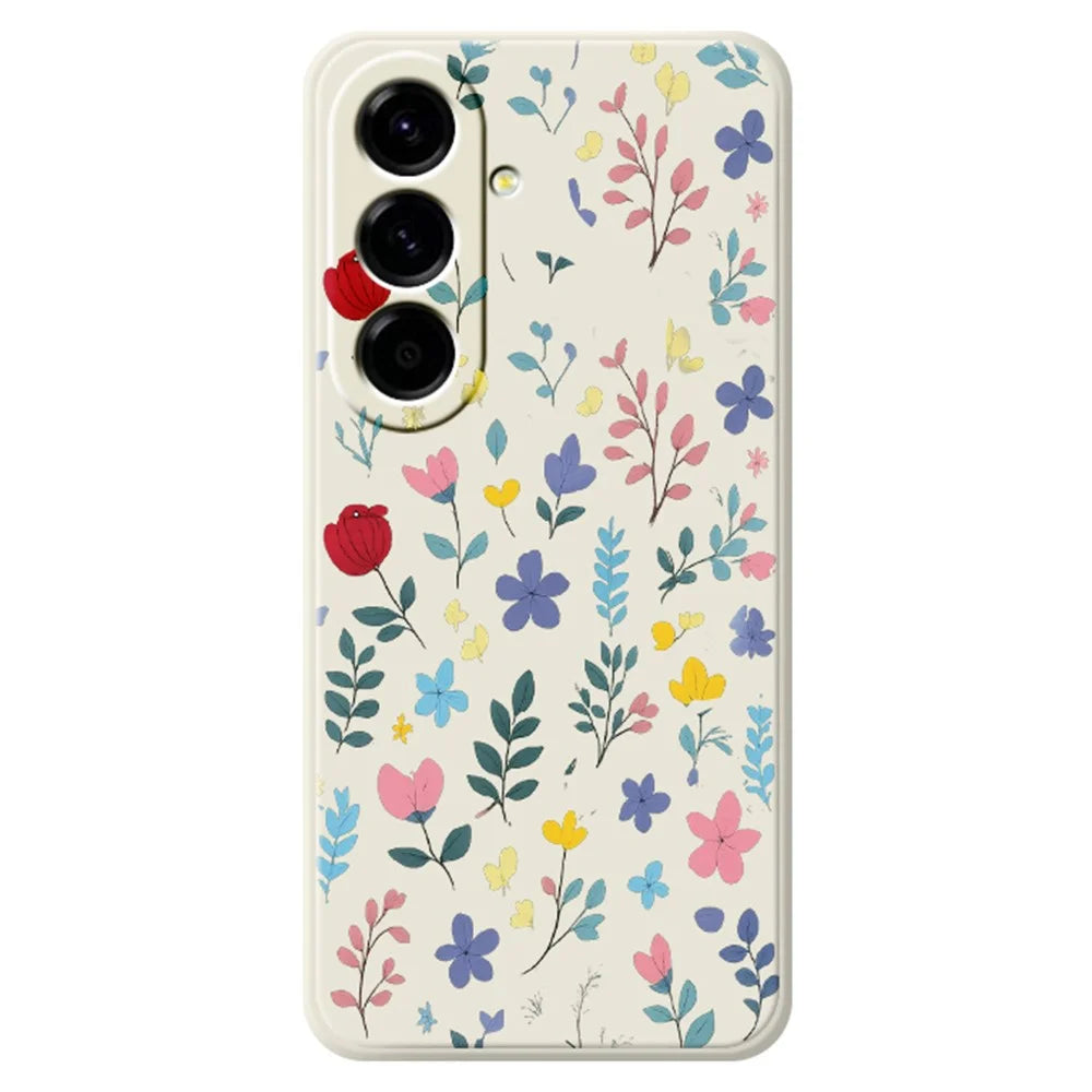 For Samsung Galaxy A27 5G Case Colorful Flower Branches Pattern Printing Straight Edge TPU Phone Back Cover - Beige - 1
