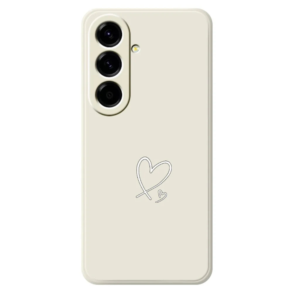 For Samsung Galaxy A27 5G Case White Love Pattern Printing Straight Edge TPU Phone Back Cover - Beige - 1