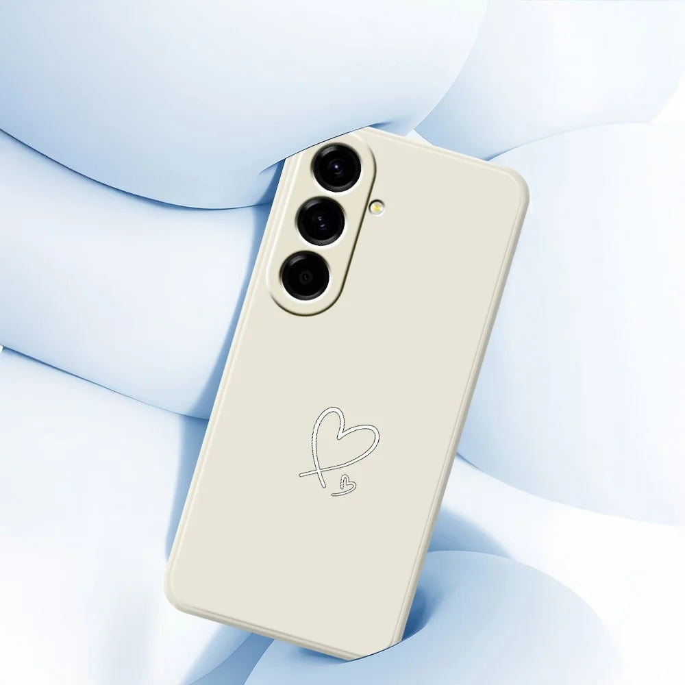 For Samsung Galaxy A27 5G Case White Love Pattern Printing Straight Edge TPU Phone Back Cover - Beige - 5