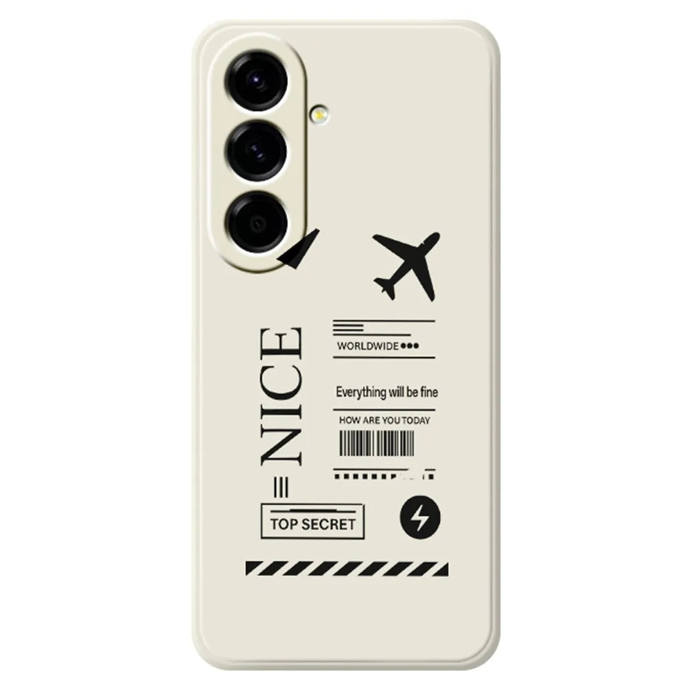 For Samsung Galaxy A27 5G Case Boarding Ticket Pattern Printing Straight Edge TPU Phone Back Cover - Beige - 1