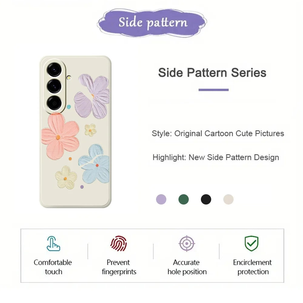 For Samsung Galaxy A27 5G Case Four Color Flowers Pattern Printing Straight Edge TPU Phone Back Cover - Beige - 2
