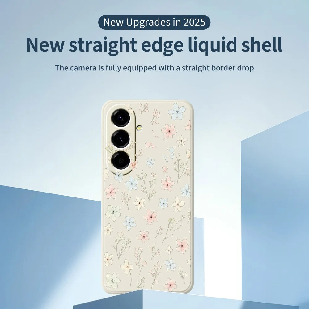 For Samsung Galaxy A27 5G Case Small Flower Branches Pattern Printing Straight Edge TPU Phone Back Cover - Beige - 2