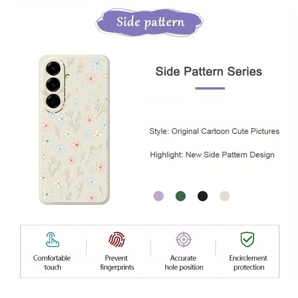 For Samsung Galaxy A27 5G Case Small Flower Branches Pattern Printing Straight Edge TPU Phone Back Cover - Beige - 7