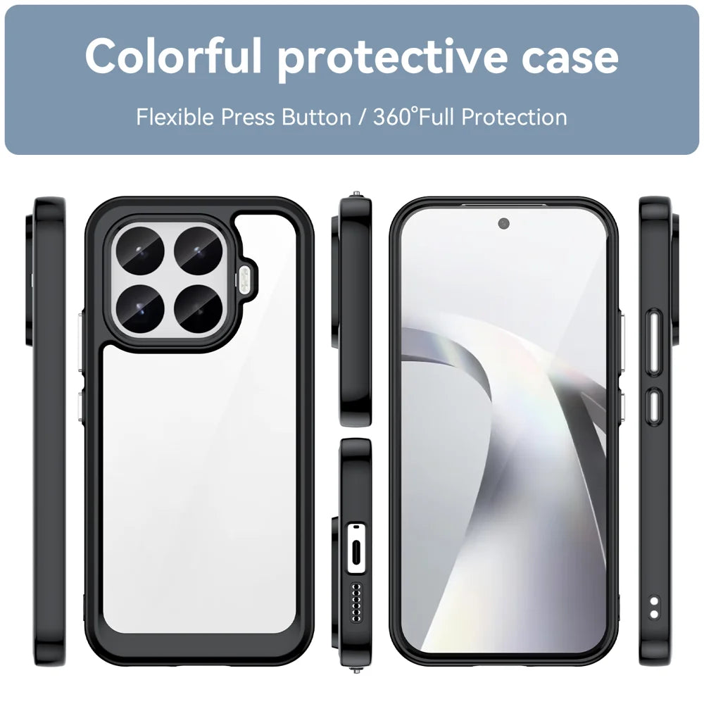 WANLONFENG for Xiaomi 17T Phone Case  XC Series TPU Acrylic Cover with Tempered Glass (Big Lens Hole) - Black - 3