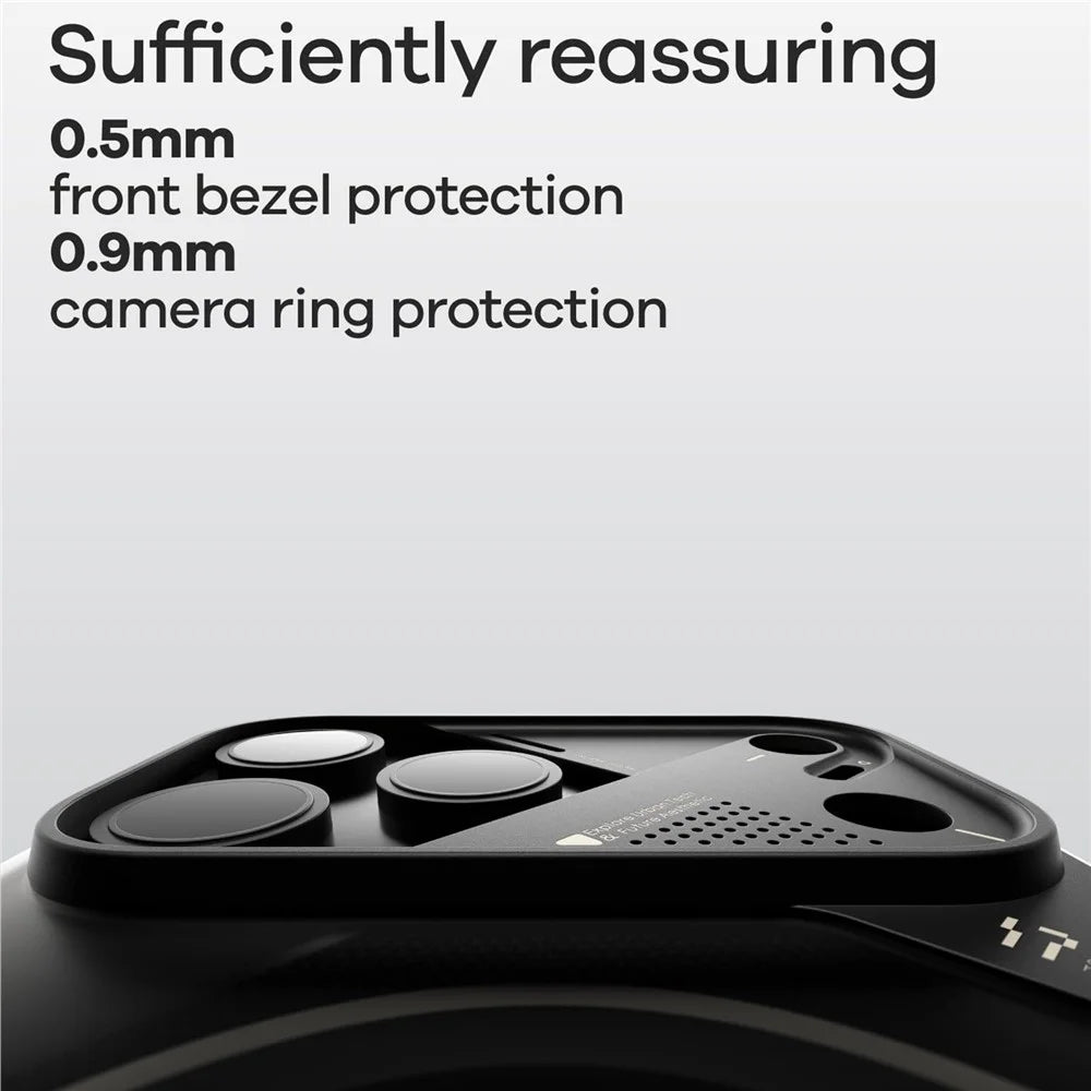 AULUMU For iPhone 17 Pro Max Aramid Fiber Case Ultra Thin Magnetic Phone Cover with Real-Time Temperature Monitoring - Black - 4