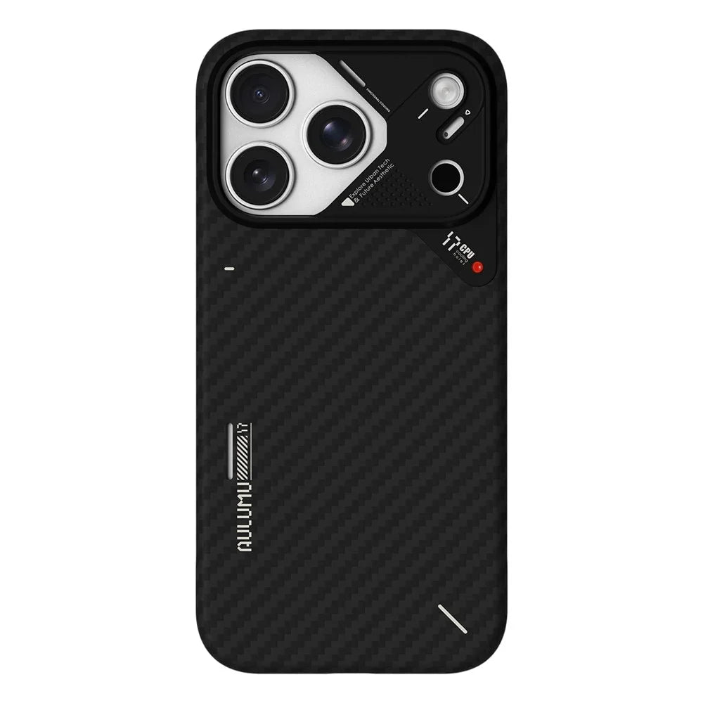 AULUMU For iPhone 17 Pro Aramid Fiber Case Ultra Thin Magnetic Phone Cover with Real-Time Temperature Monitoring - Black - 2