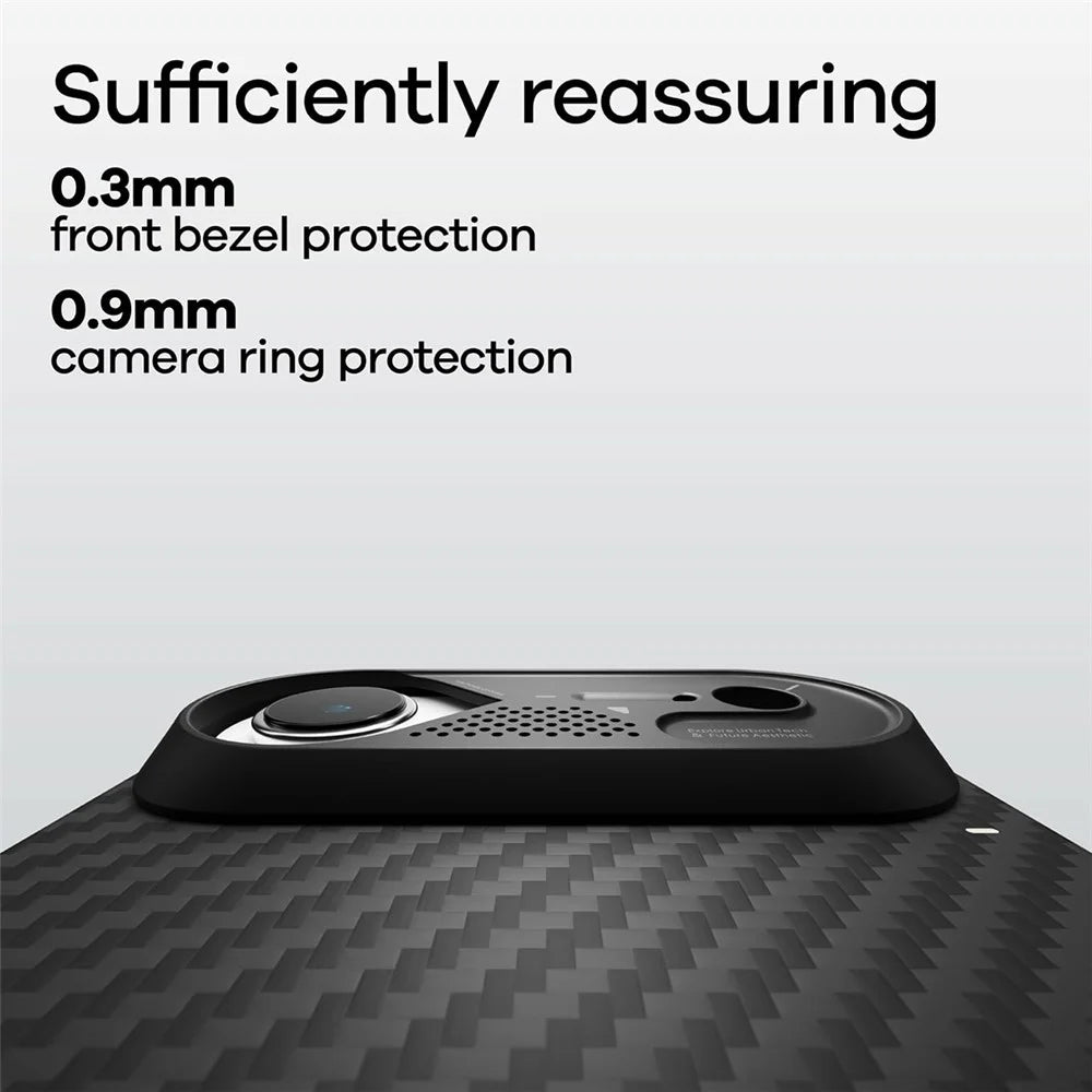 AULUMU For iPhone Air Aramid Fiber Case Ultra Thin Magnetic Phone Cover with Real-Time Temperature Monitoring - Black - 5