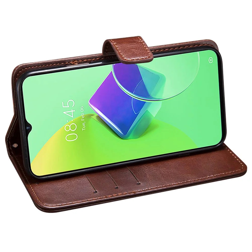 IDEWEI For TECNO Camon 19 4G / 19 Pro 4G Case Shockproof Crazy Horse Texture PU Leather Flip Stand Wallet Cover - Brown - 3