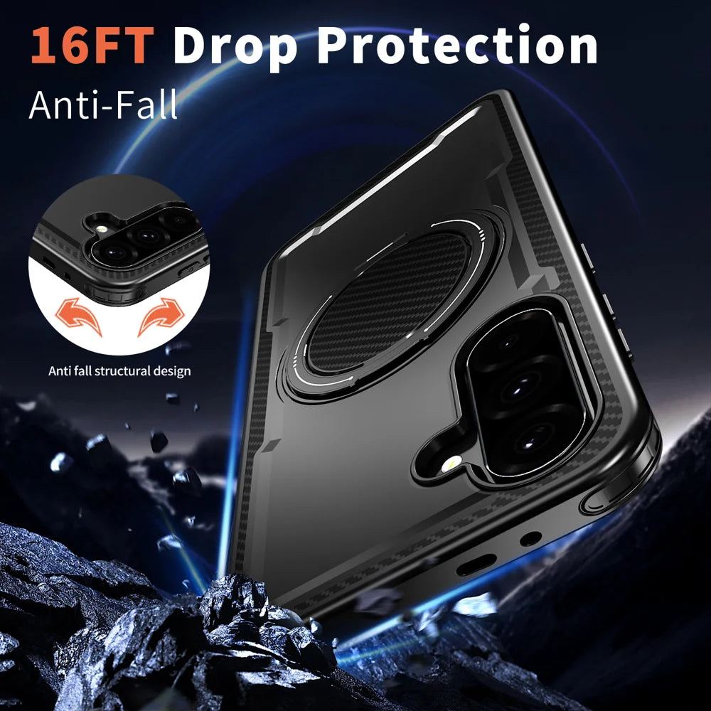 For Samsung Galaxy A27 5G Magnetic Case TPU + PC Kickstand Phone Cover - Black - 3