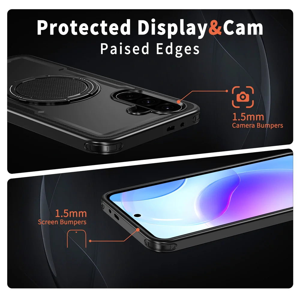 For Samsung Galaxy A27 5G Magnetic Case TPU + PC Kickstand Phone Cover - Black - 4