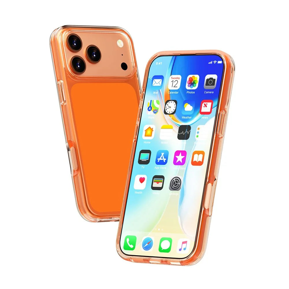 For iPhone 18 Pro Max / 17 Pro Max Case PC + TPU Shockproof Clear Phone Cover - Transparent Orange - 3