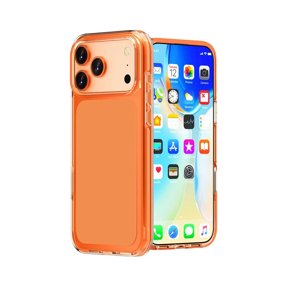 For iPhone 18 Pro Max / 17 Pro Max Case PC + TPU Shockproof Clear Phone Cover - Transparent Orange - 5