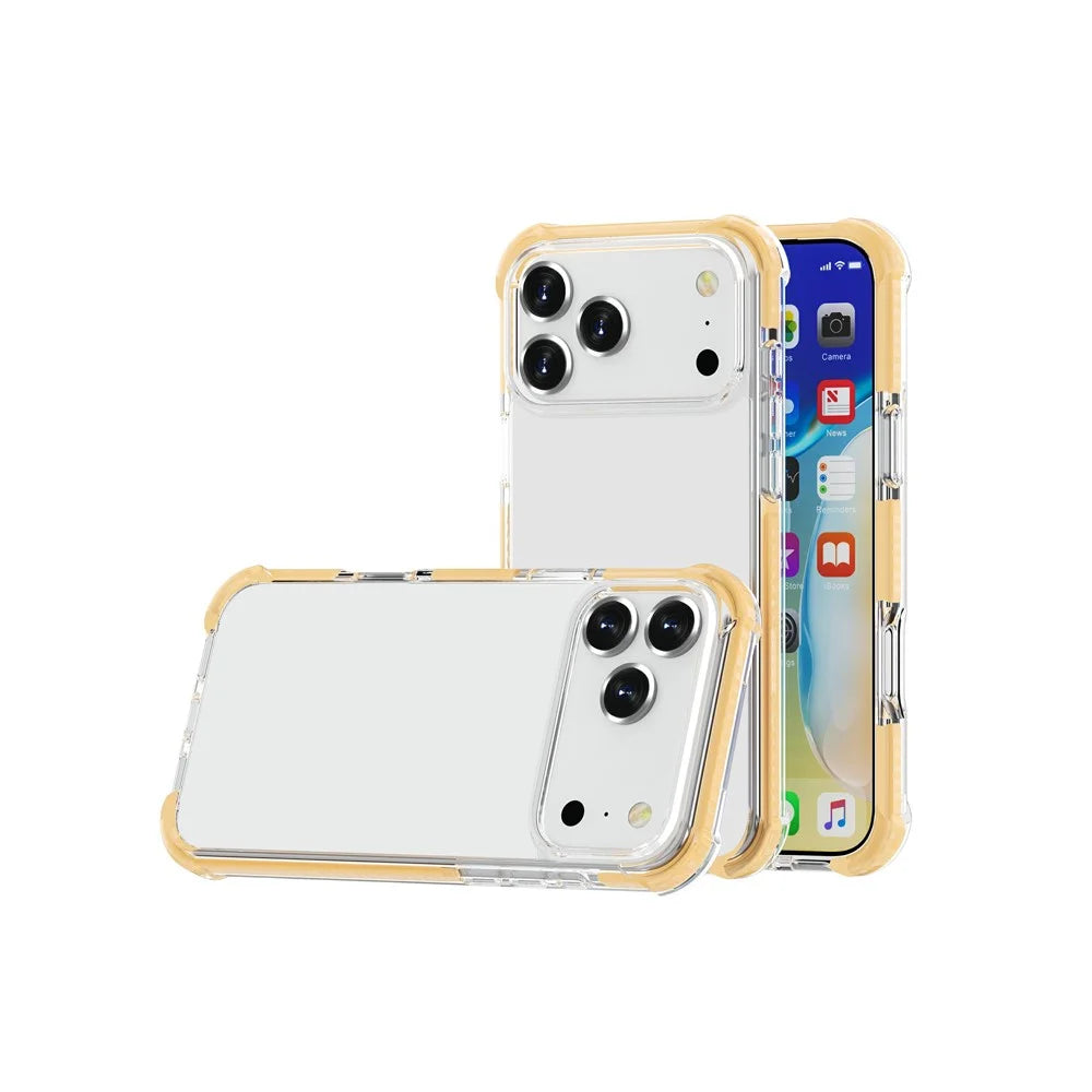 For iPhone 18 Pro Max / 17 Pro Max Case Four Corners Anti Drop Clear TPU + TPE + PC Phone Cover - Transparent Yellow - 2