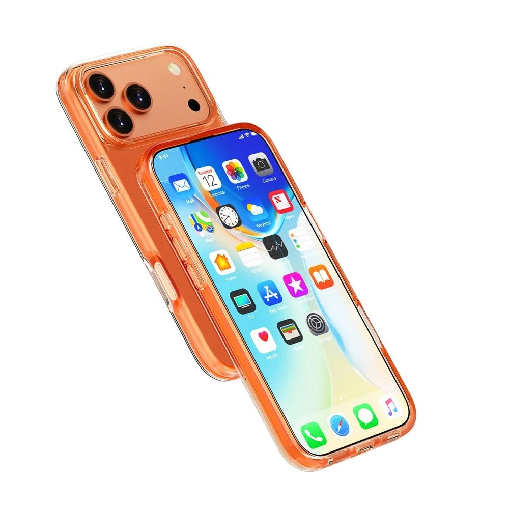 For iPhone 18 Pro / 17 Pro Magnetic Case PC + TPU Clear Phone Cover - Orange - 7