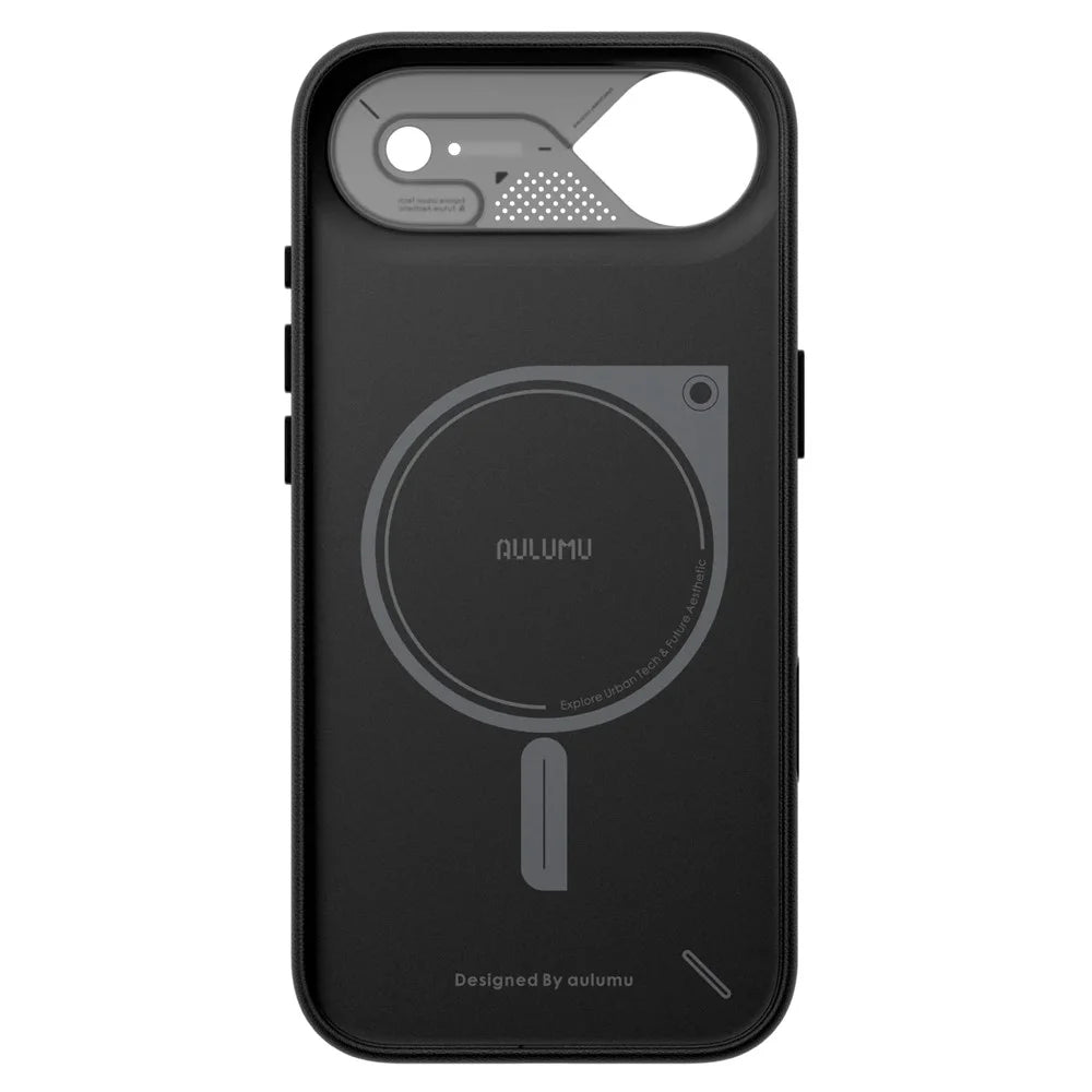 AULUMU A17 for iPhone Air Magnetic Case Biodegradable Vegan Leather + PC Phone Cover - Black - 3
