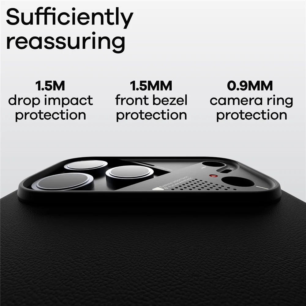 AULUMU A17 for iPhone Air Magnetic Case Biodegradable Vegan Leather + PC Phone Cover - Black - 4