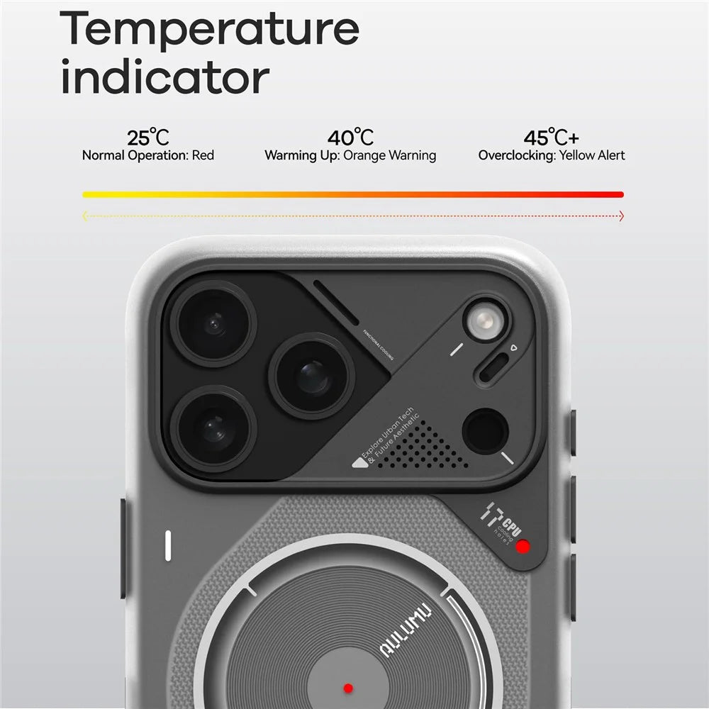 AULUMU A17 for iPhone 17 Pro Magnetic Case Glow in the Dark Design TPU IMD Phone Cover - Grey - 3