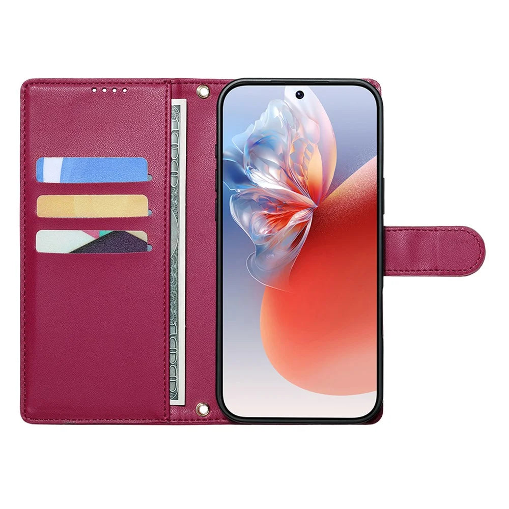 For Sony Xperia 1 VIII Case Adorable Cat Pattern PU Leather Wallet Phone Cover with Wrist Strap - Rose - 2