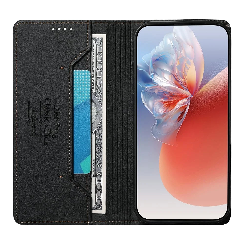 DIERFENG DF-019 for Sony Xperia 1 VIII Leather Wallet Case Magnetic Flip Cover with Card Slots RFID Blocking - Black - 2