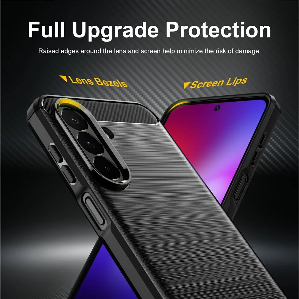 For Samsung Galaxy A27 5G TPU Case Protective Phone Cover Carbon Fiber Texture Brushed - Black - 3