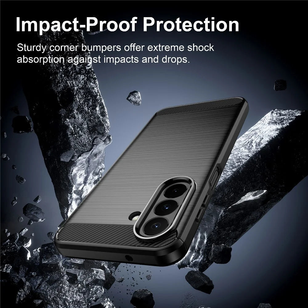 For Samsung Galaxy A27 5G TPU Case Protective Phone Cover Carbon Fiber Texture Brushed - Black - 4